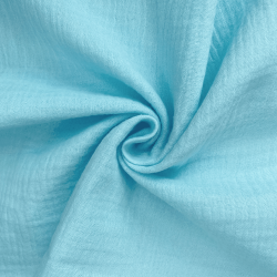 Ткань Муслин Жатый, цвет Небесно-голубой (на отрез)  в Кургане